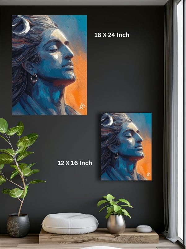Art to Doors | Lord Shiva Canvas Wall Art | Artist Sathish Subramaniyam | Rectangle | Art Print | Home Decor | Wall Decor | Gift Items | Canvas Frame