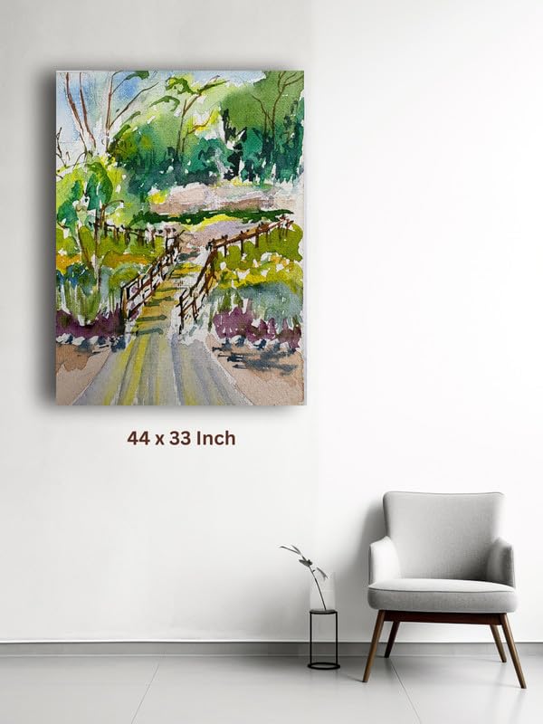 Art to Doors| Scenery Painting: Bridge Over The Nalla,Pune| Artist Hubert Braganza| Rectangle | Art Print | Home Decor | Wall Decor | Gift Items | Canvas Frame