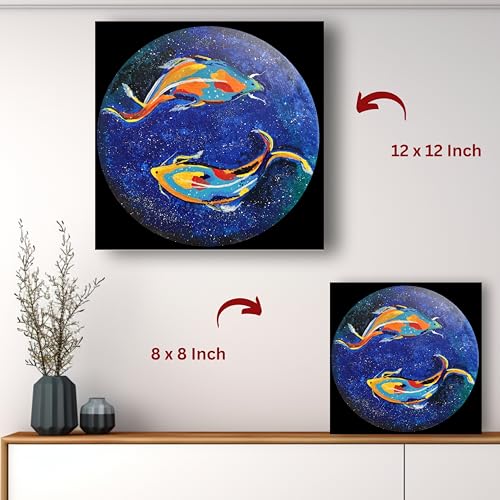Art to Doors | Cosmic Koi Pond | Square | Artist Prerna Ajwani | Home Decor | Wall Art | Gifts for Women | Gifts for Men | Canvas Frame