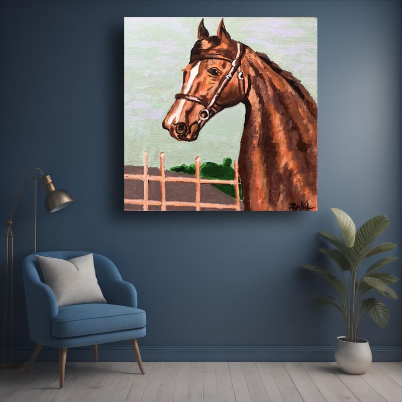 Art to Doors| Brown Stallion | Artist Butul Razvi | Square | Art Print | Home Decor | Wall Decor | Gift Items | Canvas Frame