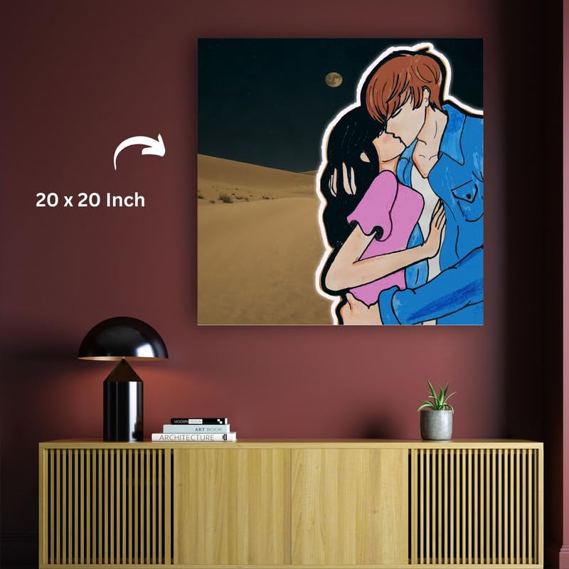 Art to Doors| The Kiss | Artist Reeja Roy| Square | Art Print | Home Decor | Wall Decor | Gift Items | Canvas Frame
