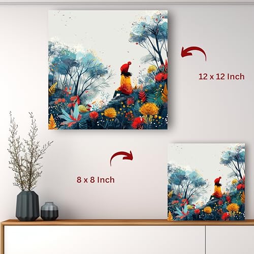 Art to Doors | Girl and the Forest | Square | Art Print | Home Decor | Wall Decor | Gifts for Women | Gifts for Men | Canvas Frame