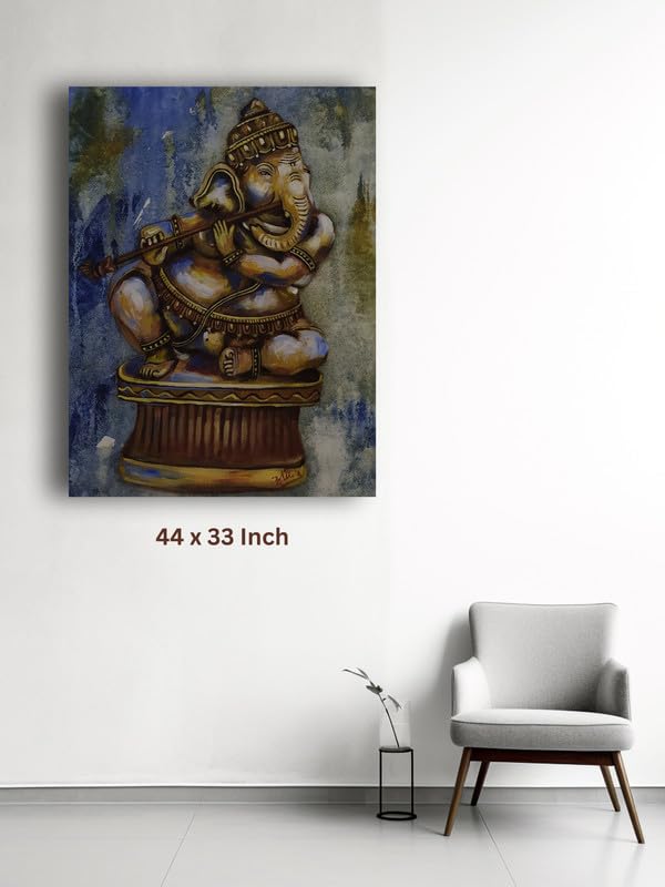Art to Doors | Ganesha Flute | Artist Aditi Arele | Rectangle | Art Print | Home Decor | Wall Decor | Gift Items | Canvas Frame