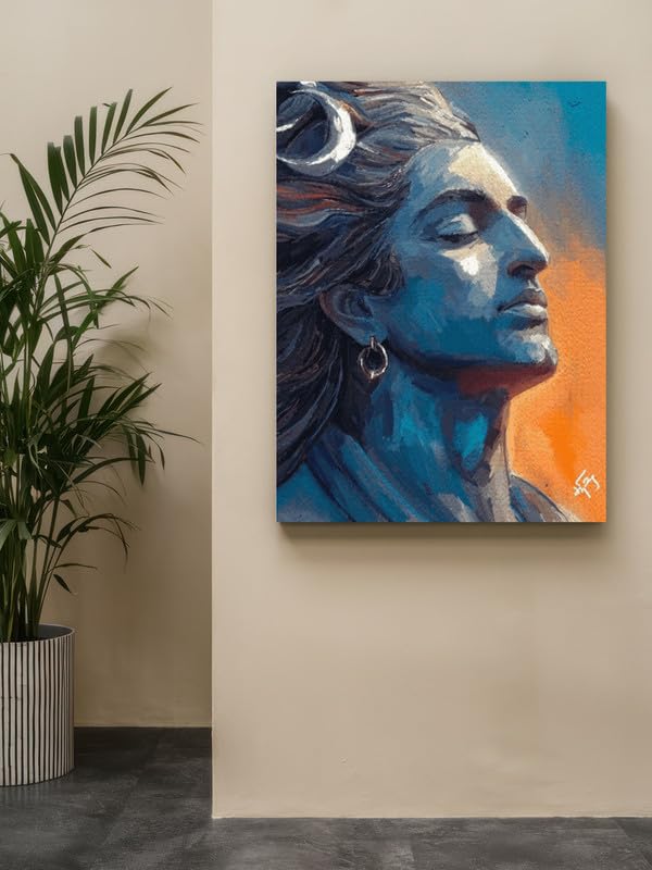 Art to Doors | Lord Shiva Canvas Wall Art | Artist Sathish Subramaniyam | Rectangle | Art Print | Home Decor | Wall Decor | Gift Items | Canvas Frame