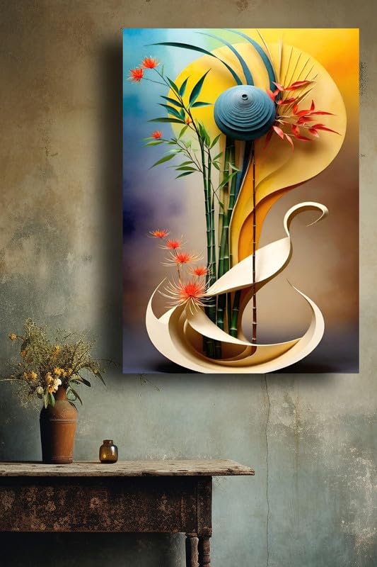 Art to Doors | Unique Ikebana Artwork | Artist C K Gandhi | Rectangle | Art Print | Home Decor | Wall Decor | Gift Items | Canvas Frame