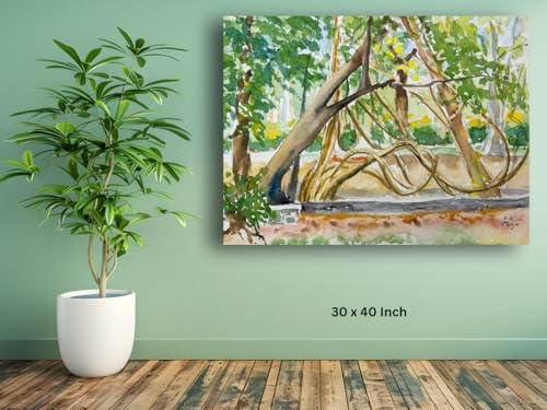 Art to Doors| Empress Garden Creepers | Artist Hubert Braganza | Rectangle | Art Print | Home Decor | Wall Decor | Gift Items | Canvas Frame