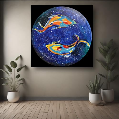 Art to Doors | Cosmic Koi Pond | Square | Artist Prerna Ajwani | Home Decor | Wall Art | Gifts for Women | Gifts for Men | Canvas Frame