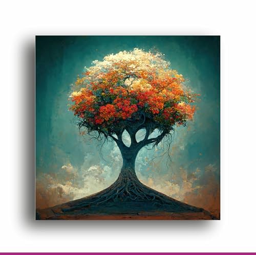 Art to Doors Golden Solitude: Stand-Alone Tree Canvas Print - Illuminate Your Space with Nature's Grace! | Personalized Gift For Anniversary, Birthday, Wedding, Home Décor