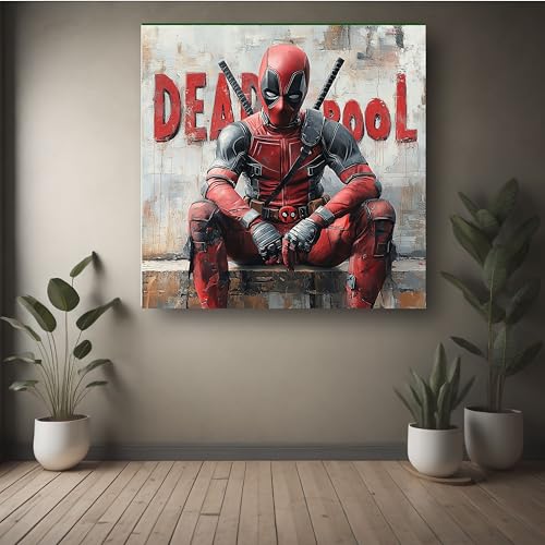 Art to Doors | Deadpool's Merc with a Mouth | Square | Art Print | Home Decor | Wall Decor | Gifts for Women | Gifts for Men | Canvas Frame