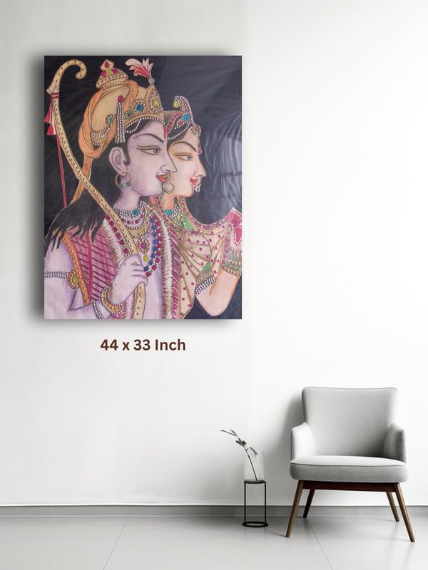 Art to Doors | Ram Sita Drawing | Artist Anupam Kumari | Rectangle | Art Print | Home Decor | Wall Decor | Gift Items | Canvas Frame