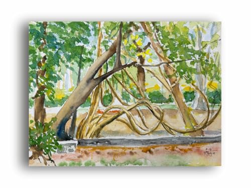 Art to Doors| Empress Garden Creepers | Artist Hubert Braganza | Rectangle | Art Print | Home Decor | Wall Decor | Gift Items | Canvas Frame