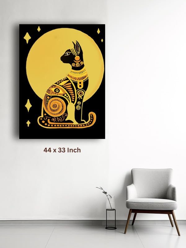 Art to Doors | Egyptian Cat | Artist Mohini Malviya | Vertical | Art Prints | Home Decor | Wall Art | Gift Items | Canvas Frame