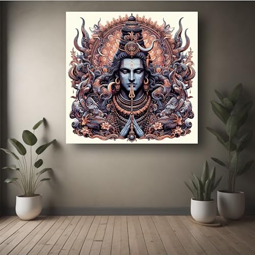 Art to Doors | Sacred Mahadev Statue Art | Square | Art Print | Home Decor | Wall Decor | Gifts for Women | Gifts for Men | Gift Items | Wall Art