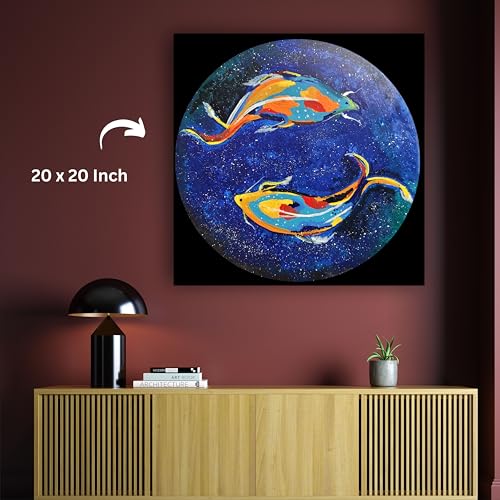 Art to Doors | Cosmic Koi Pond | Square | Artist Prerna Ajwani | Home Decor | Wall Art | Gifts for Women | Gifts for Men | Canvas Frame