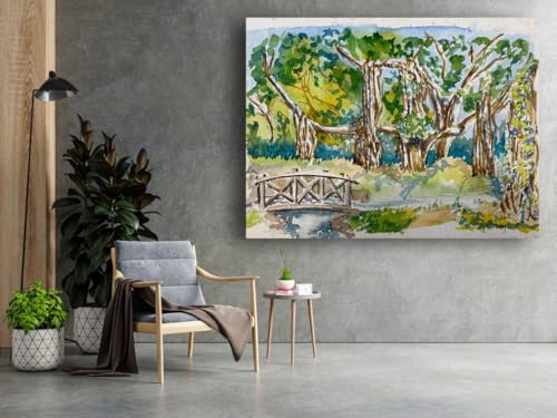 Art to Doors| Scenery Painting: The Old And The New, Nalla Park, Pune| Artist Hubert Braganza| Rectangle | Art Print | Home Decor | Wall Decor | Gift Items | Canvas Frame