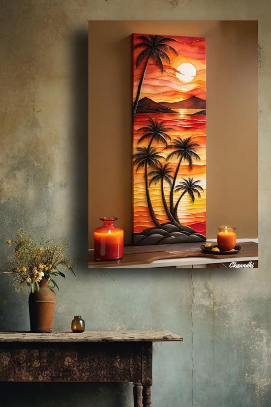 Art to Doors | Sunset Scenery | Artist C K Gandhi | Rectangle | Art Print | Home Decor | Wall Decor | Gift Items | Canvas Frame