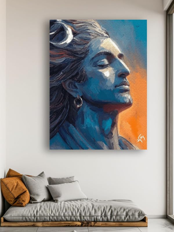 Art to Doors | Lord Shiva Canvas Wall Art | Artist Sathish Subramaniyam | Rectangle | Art Print | Home Decor | Wall Decor | Gift Items | Canvas Frame