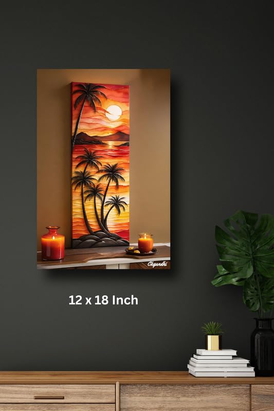 Art to Doors | Sunset Scenery | Artist C K Gandhi | Rectangle | Art Print | Home Decor | Wall Decor | Gift Items | Canvas Frame