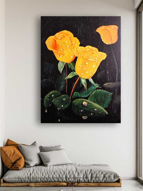 Art to Doors | Rain And Roses | Artist Sudesh Kundley | Vertical | Art Print | Home Decor | Wall Decor | Gift Items | Wall Art | Canvas Frame