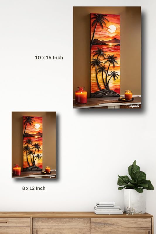 Art to Doors | Sunset Scenery | Artist C K Gandhi | Rectangle | Art Print | Home Decor | Wall Decor | Gift Items | Canvas Frame