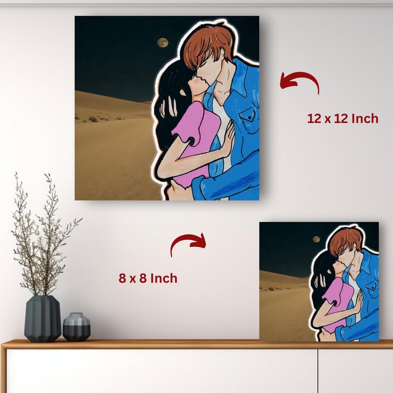 Art to Doors| The Kiss | Artist Reeja Roy| Square | Art Print | Home Decor | Wall Decor | Gift Items | Canvas Frame