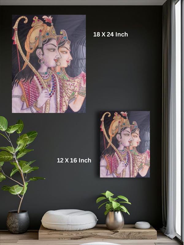 Art to Doors | Ram Sita Drawing | Artist Anupam Kumari | Rectangle | Art Print | Home Decor | Wall Decor | Gift Items | Canvas Frame