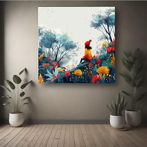 Art to Doors | Girl and the Forest | Square | Art Print | Home Decor | Wall Decor | Gifts for Women | Gifts for Men | Canvas Frame