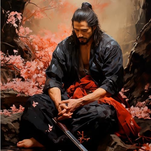 Samurai Serenity: Canvas Print Illustration - Grace Your Walls with Noble Warrior Spirit! | Canvas Wrap Wooden Framed | Personalized Gift For Anniversary, Birthday, Wedding, Home Decor (10x10 Inch)