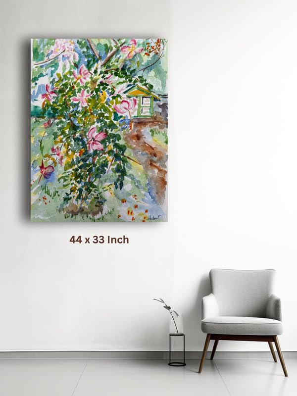 Art to Doors| Scenery Painting: Hibiscus In The Nalla Park, Pune| Artist Hubert Braganza| Rectangle | Art Print | Home Decor | Wall Decor | Gift Items | Canvas Frame