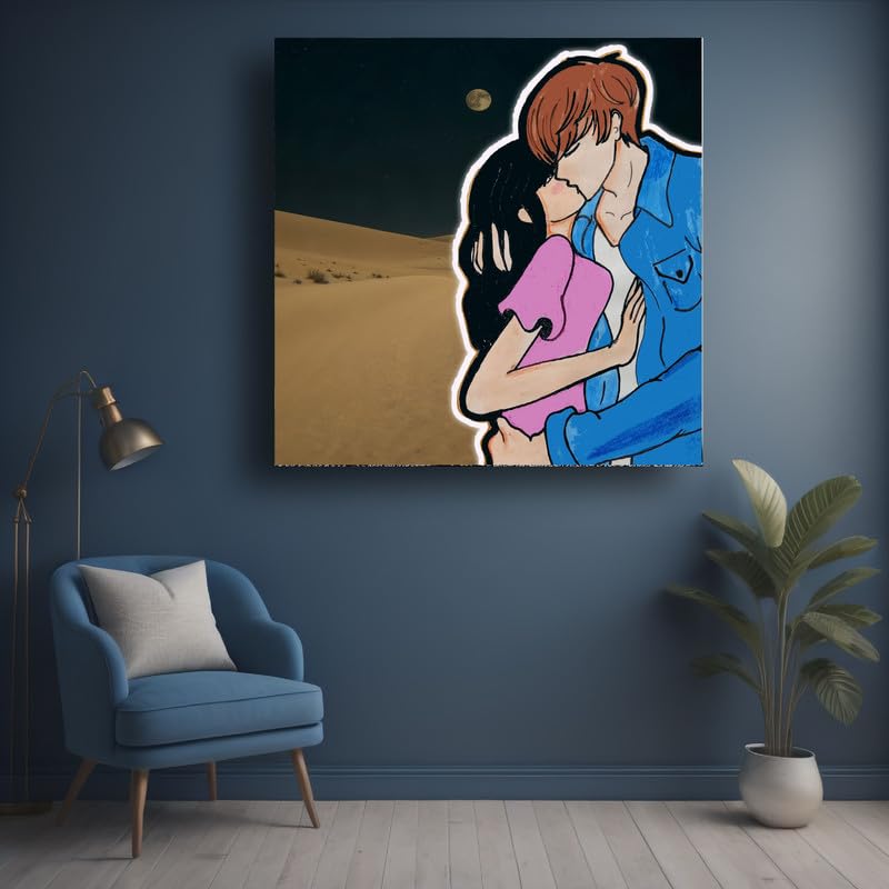 Art to Doors| The Kiss | Artist Reeja Roy| Square | Art Print | Home Decor | Wall Decor | Gift Items | Canvas Frame
