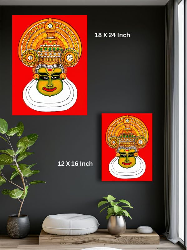 Art to Doors| Divine Drama – Traditional Kathakali Mural | Artist Srilatha S | Rectangle | Art Print | Home Decor | Wall Decor | Gift Items | Canvas Frame