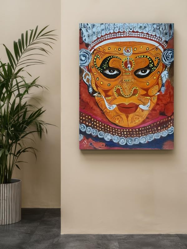 Art to Doors| Theyyam Kerala Traditional Dance Acralyic Paint| Artist Saravanan Varatharajan| Rectangle | Art Print | Home Decor | Wall Decor | Gift Items | Canvas Frame
