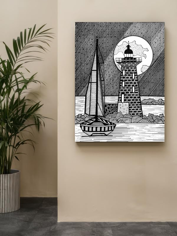 Art to Doors | Travel To Lighthouse | Artist Puja Kumari | Vertical | Art Prints | Home Decor | Wall Art | Gift Items | Canvas Frame