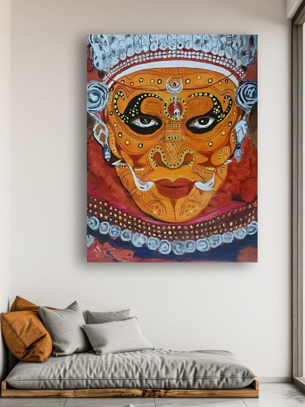 Art to Doors| Theyyam Kerala Traditional Dance Acralyic Paint| Artist Saravanan Varatharajan| Rectangle | Art Print | Home Decor | Wall Decor | Gift Items | Canvas Frame