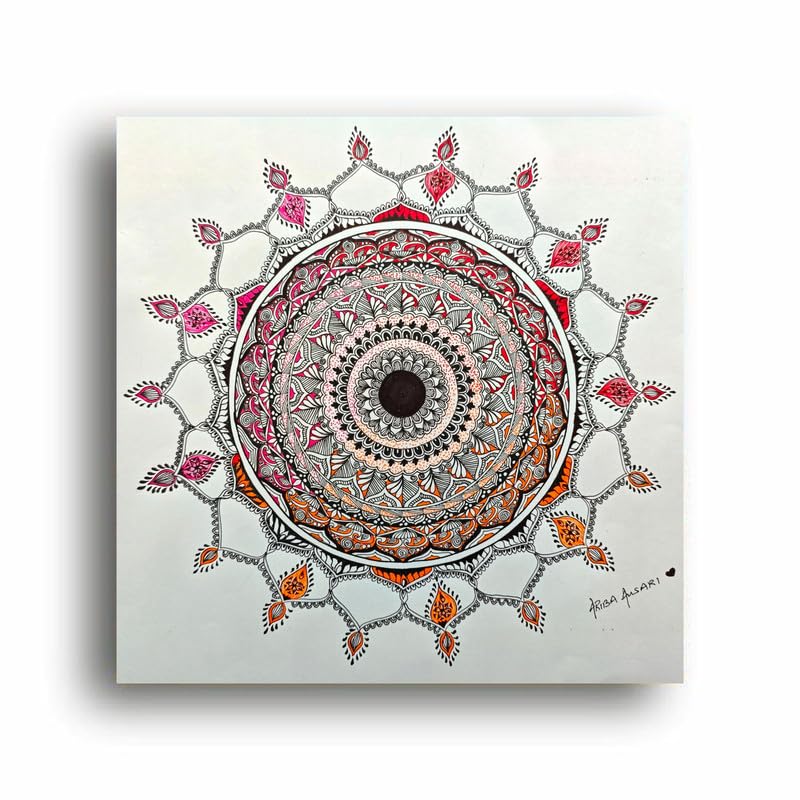 Art to Doors | Handmade Mandala Bloom | Artist Ariba Ansari | Art Print | Home Decor | Wall Decor | Gift Items | Wall Art | Canvas Frame
