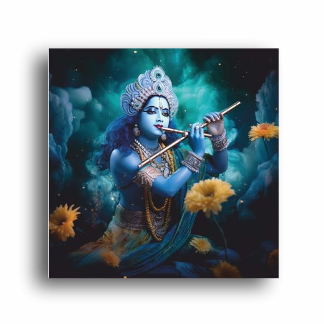 Art to Doors Enchanting Melodies: Krishna's Flute Illustrated on Canvas Print | Personalized Gift For Anniversary, Birthday, Wedding, Home Decor | Wall Frames For Home Office
