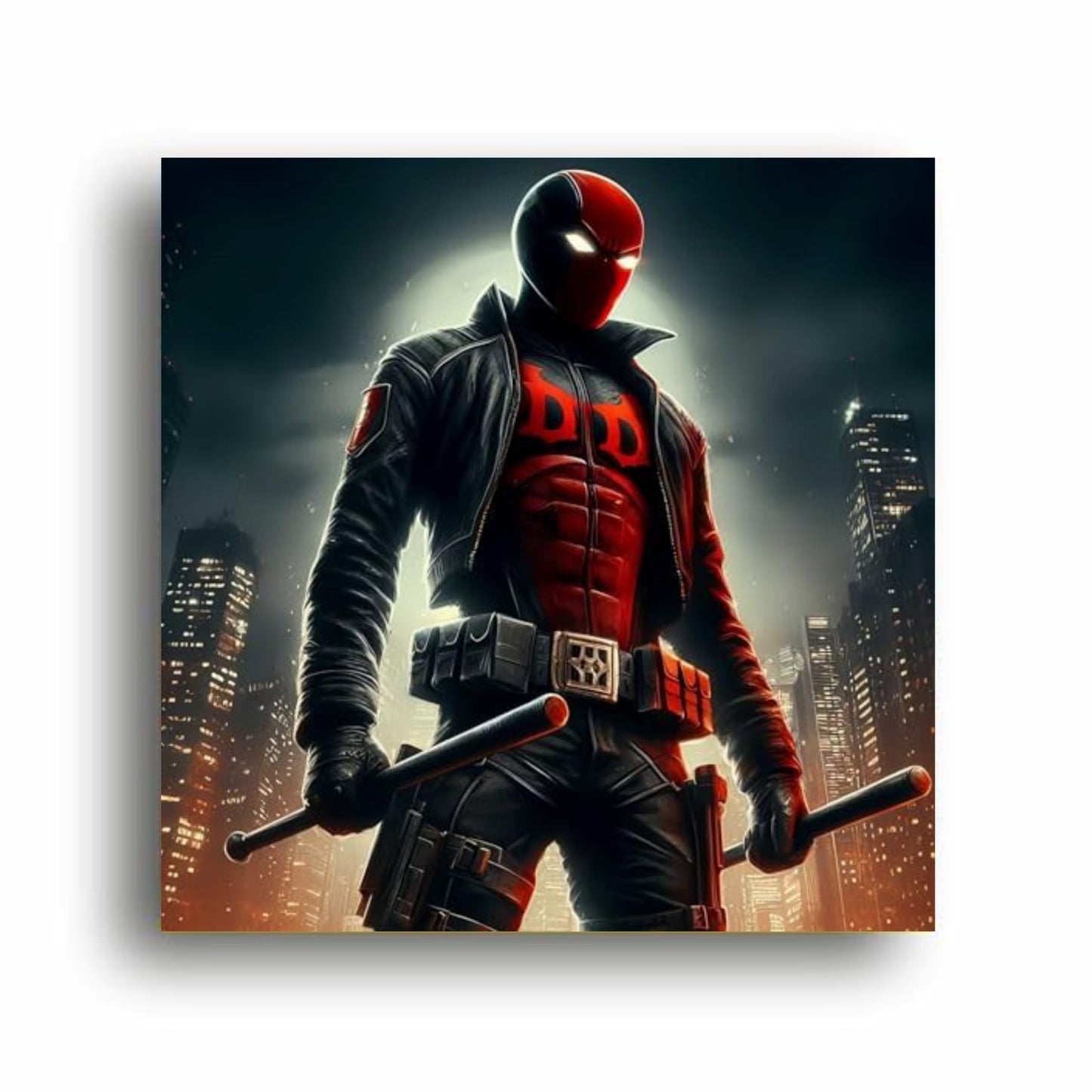 Art to Doors Merc with a Brush: Deadpool Hero Canvas Print - Channeling Superhero Vibes onto Your Walls! | Personalized Gift For Anniversary, Birthday, Wedding, Home Decor