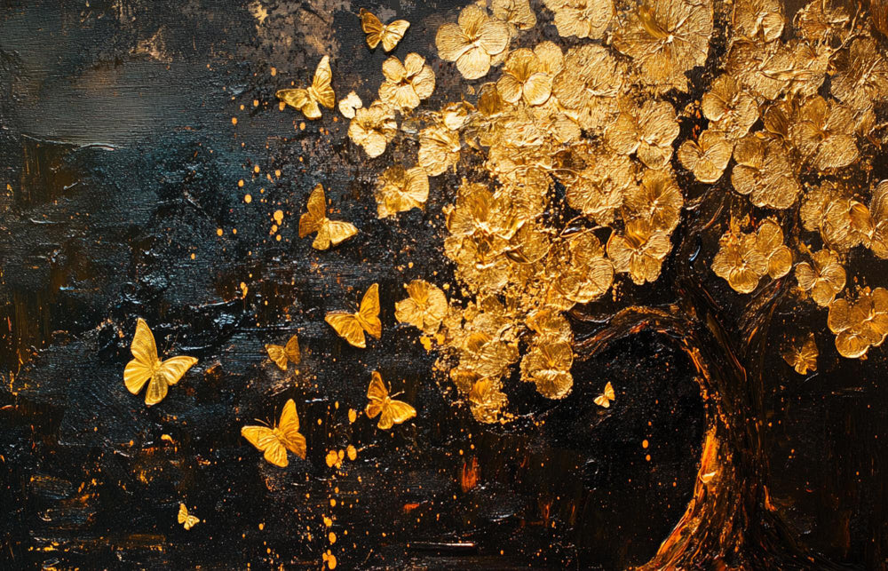 Analyzing the application of gold leaf in abstract art