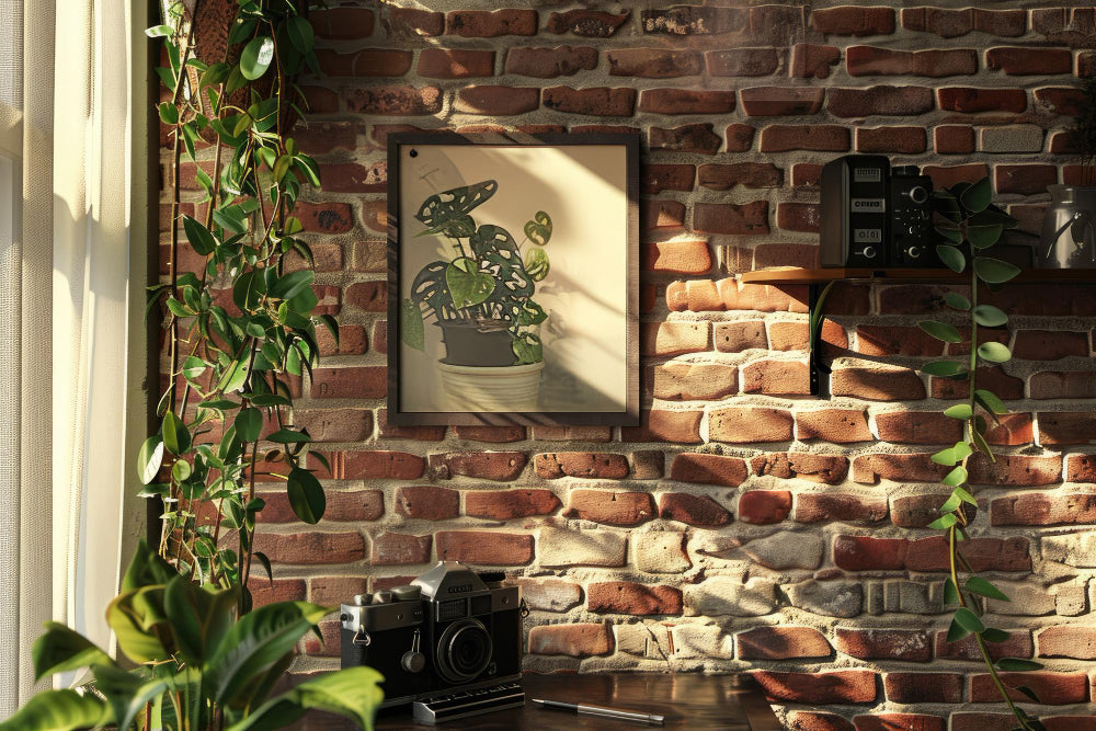 Beautiful view of Exposed Brick Wall With Art