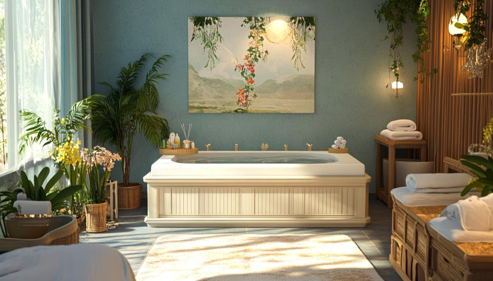 Calm your senses and rejuvenate yourself with these perfect canvas art prints in your spa-like bathroom.
