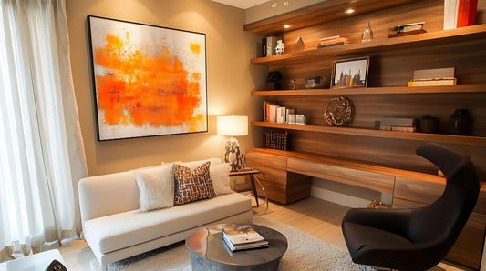 How to Mix Canvas Wall Art and Built-In Shelving