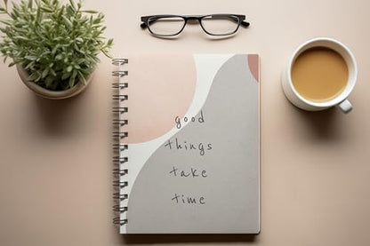 Art to Doors | Good things take time | Spiral Notebooks | A5 Size Paper | 120 Pages | 70 GSM Paper | Attractive Cover Designs