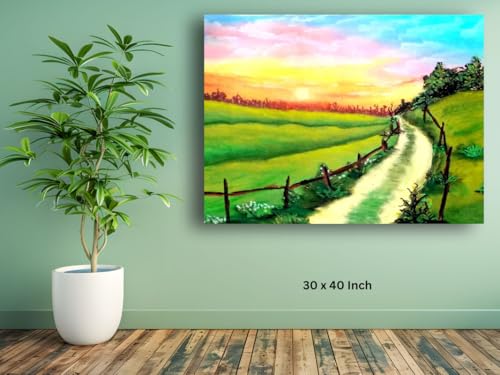 Art to Doors| Evening Sunset Valley | Artist Prathima Rao G| Rectangle | Art Print | Home Decor | Wall Decor | Gift Items | Canvas Frame