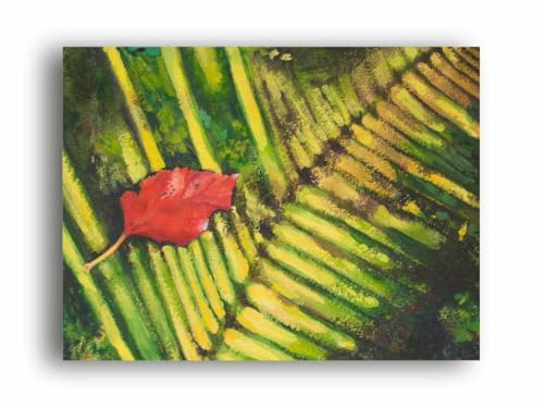 Art to Doors | Red Leaf | Artist Shashiranjan Prakash | Rectangle | Art Print | Home Decor | Wall Decor | Gift Items | Canvas Frame