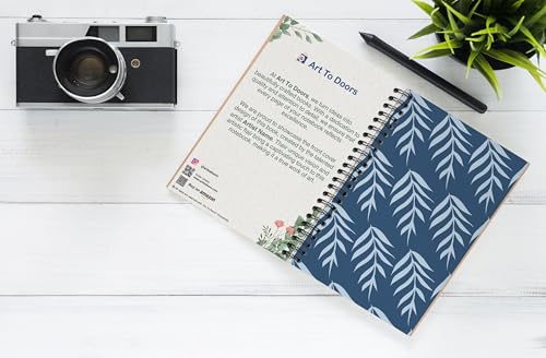 Art to Doors | Blue Palm Leaf Repeat | Spiral Notebooks | A5 Size Paper | 120 Pages | 70 GSM Paper | Attractive Cover Designs