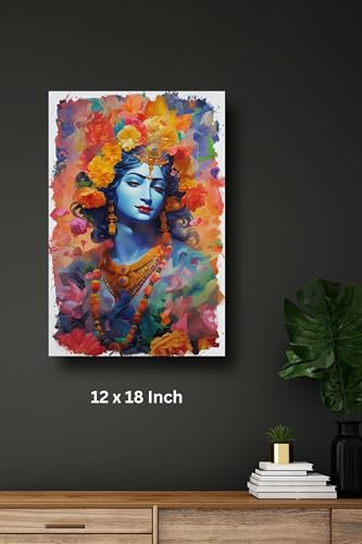 Art to Doors | Lord Krishna | Artist Bindu Kamboj | Vertical | Art Prints | Home Decor | Wall Art | Gift Items | Canvas Frame