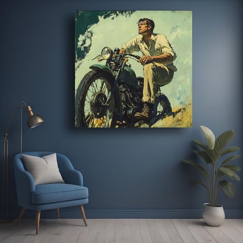 Art to Doors | Vintage Rider | Square | Art Print | Home Decor | Wall Decor | Gifts for Women | Gifts for Men | Canvas Art |