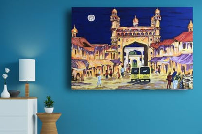 Art to Doors|Charminar | Artist Butul Razvi | Rectangle | Art Print | Home Decor | Wall Decor | Gift Items | Canvas Frame