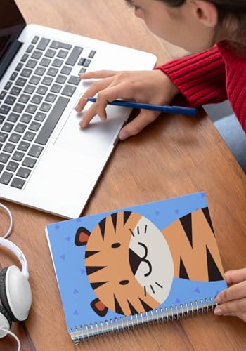 Art to Doors | Cute Tiger | Spiral Notebooks | A5 Size Paper | 120 Pages | 70 GSM Paper | Attractive Cover Designs