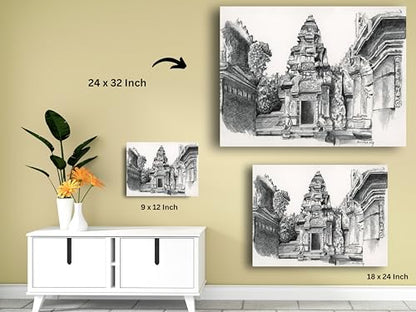 Art to Doors | A View Of Banteay Srei Temple | Artist Avishek Nag | Horizontal | Art Prints | Home Decor | Gift Items | Wall Art | Canvas Frame